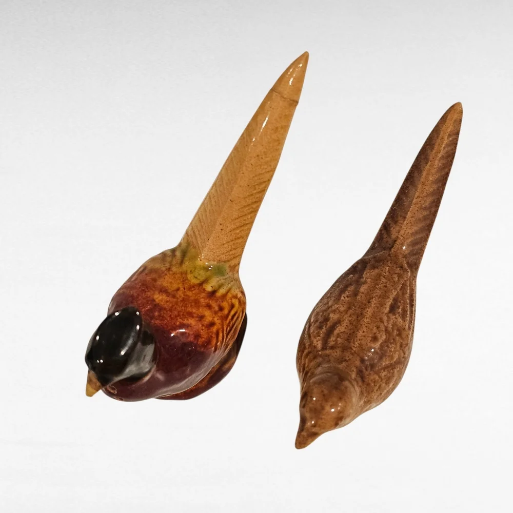 Vintage Rosemeade Pheasant Bird Salt & Pepper Shakers Pottery